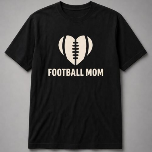Football Mom Heart Unisex T-Shirt - Black