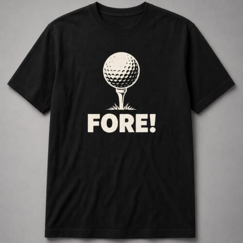 Fore Golf Ball On Tee Unisex T-Shirt - Black